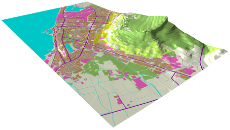 Цифровая картографическая 3D-модель города Махачкала (общий вид; масштаб 1:15000)